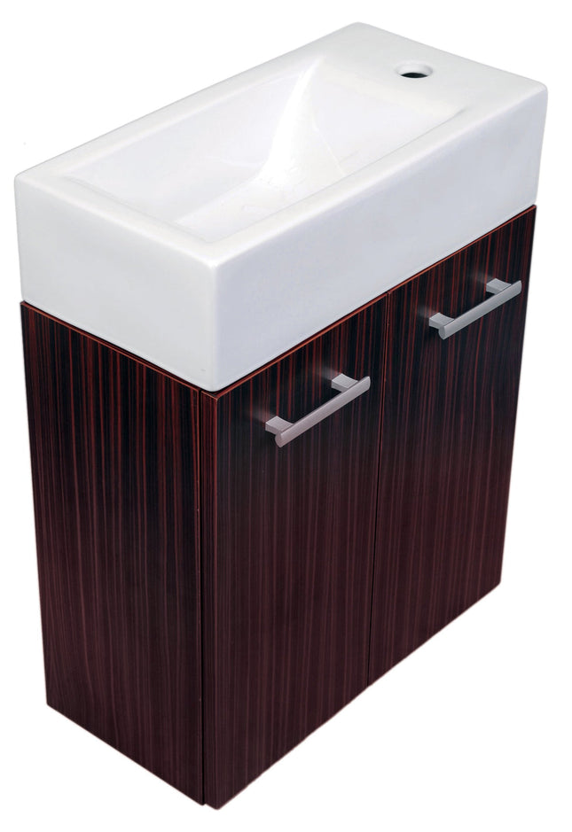 Whitehaus Wall Mount Double Door Vanity In Espresso Complete With A White Basin - WH114RSCB-E Whitehaus