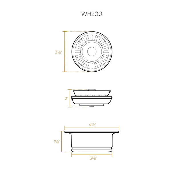 Whitehaus 3 1/2" Waste Disposer Trim With Matching Basket Strainer - WH200-AB Whitehaus