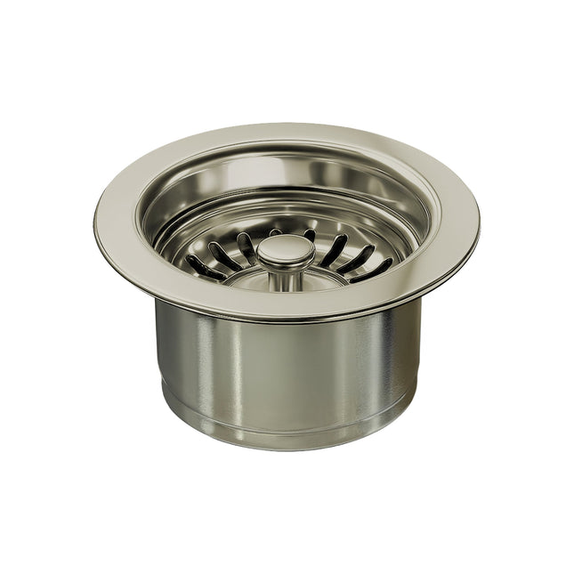 Whitehaus 3 1/2" Waste Disposer Trim With Matching Basket Strainer For Deep Fireclay Sinks - WH202-PN Whitehaus