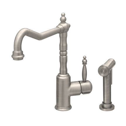 Whitehaus Jem Collection Single Lever Handle Faucet With Traditional Swivel Spout - WH2070800-BN Whitehaus
