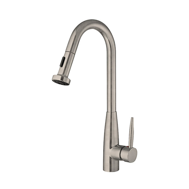 Whitehaus Jem Collectin Single Hole/Single Lever Handle Faucet With A Gooseneck Swivel Spout - WH2070838-BN Whitehaus