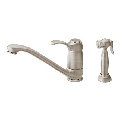 Whitehaus Metrohaus Single Lever Faucet With Matching Side Spray - WH23574-BN Whitehaus