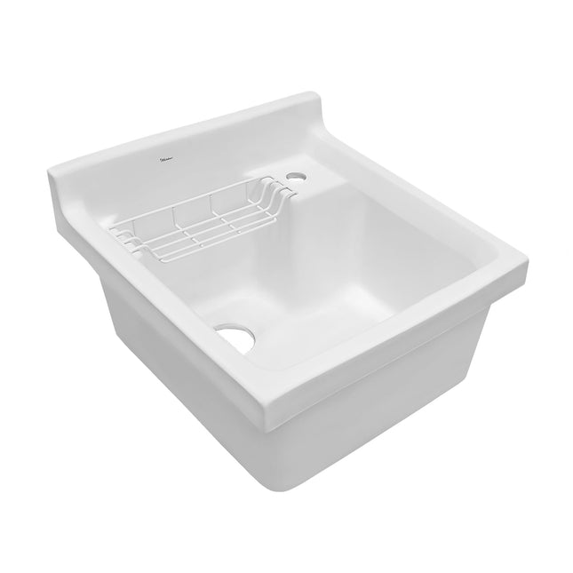 Whitehaus Vitreous China Single Bowl, Drop-In Sink With Wire Basket And 3 1/2 Inch Off Center Drain - WH474-53 Whitehaus