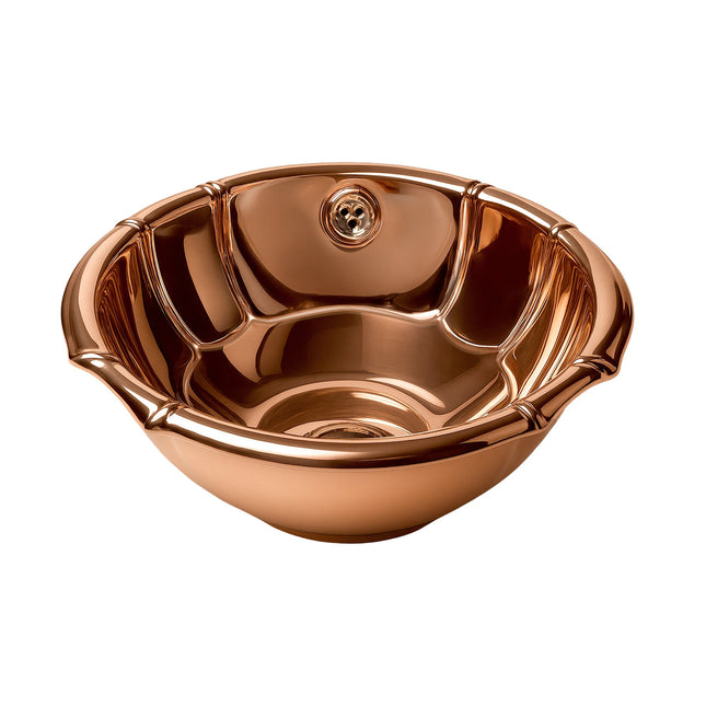 Whitehaus Decorative Round Fluted Design Drop-In Basin With Overflow And A 1 1/4" Center Drain - WH613CBL Whitehaus