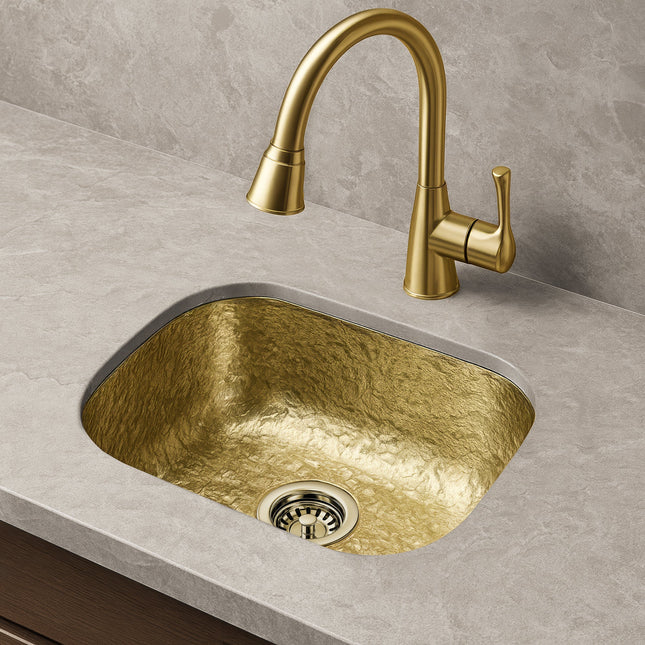 Whitehaus Rectangular Undermount Entertainment/Prep Sink With A Hammered Texture Surface - WH690BBB Whitehaus