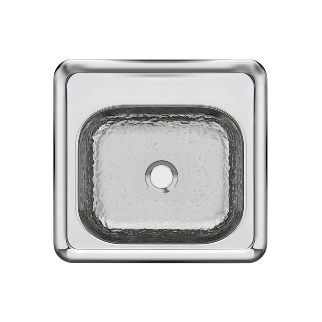 Whitehaus Decorative Square Drop-In Sink With A Hammered Texture Bowl And Mirrored Finish Ledge - WH692ABB Whitehaus
