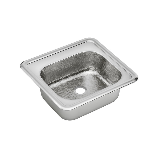 Whitehaus Decorative Square Drop-In Sink With A Hammered Texture Bowl And Mirrored Finish Ledge - WH692ABB Whitehaus