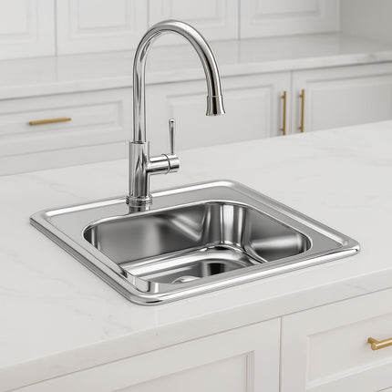 Whitehaus Decorative Square Drop-In Entertainment/Prep Sink With A Smooth Surface - WH692ABL Whitehaus