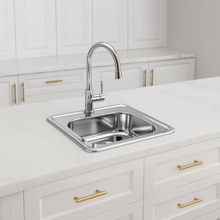 Whitehaus Decorative Square Drop-In Entertainment/Prep Sink With A Smooth Surface - WH692ABL Whitehaus