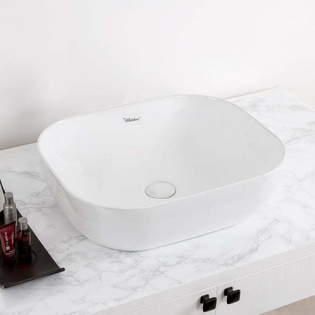 Whitehaus Isabella Plus Collection Rectangular Above Mount Basin With Center Drain - WH71302 Whitehaus