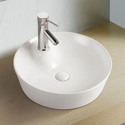 Whitehaus Isabella Plus Collection Round Above Mount Basin With Single Faucet Hole And Center Drain - WH71306 Whitehaus