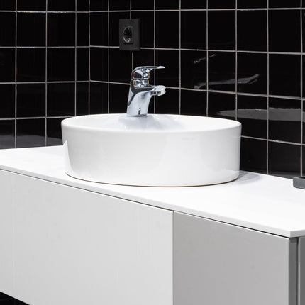 Whitehaus Isabella Plus Collection Round Above Mount Basin With Single Faucet Hole And Center Drain - WH71306 Whitehaus