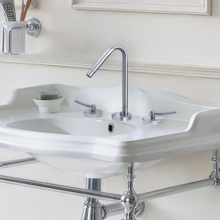 Whitehaus Metrohaus Lavatory Widespread Faucet With 45-Degree Swivel Spout, Pop-Up Waste And Lever Handles - WH81214-C Whitehaus