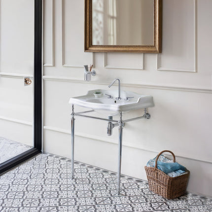Whitehaus Metrohaus Lavatory Widespread Faucet With 45-Degree Swivel Spout, Pop-Up Waste And Lever Handles - WH81214-C Whitehaus