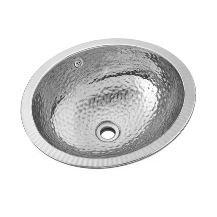 Whitehaus Decorative Oval Hammered Textured Undermount Basin With Overflow And A 1 1/4" Rear Center Drain - WH920ABB Whitehaus