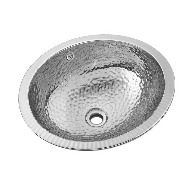 Whitehaus Decorative Oval Hammered Textured Undermount Basin With Overflow And A 1 1/4" Rear Center Drain - WH920ABB Whitehaus