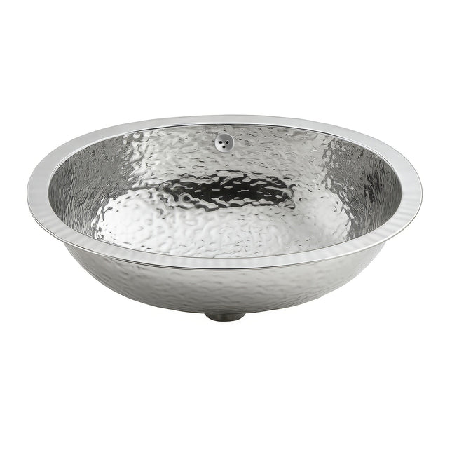 Whitehaus Decorative Oval Hammered Textured Undermount Basin With Overflow And A 1 1/4" Rear Center Drain - WH920ABB Whitehaus