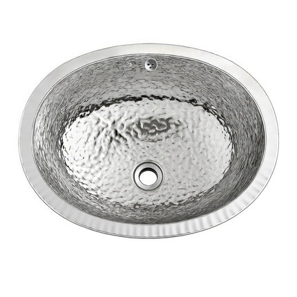 Whitehaus Decorative Oval Hammered Textured Undermount Basin With Overflow And A 1 1/4" Rear Center Drain - WH920ABB Whitehaus