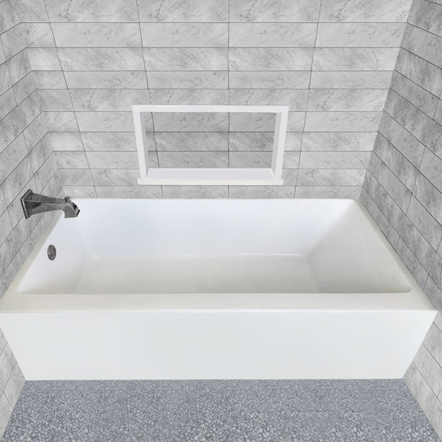 Whitehaus Alcove Soaking Bathtub With Drain Hole Options - WHAB6030-L-WH Whitehaus