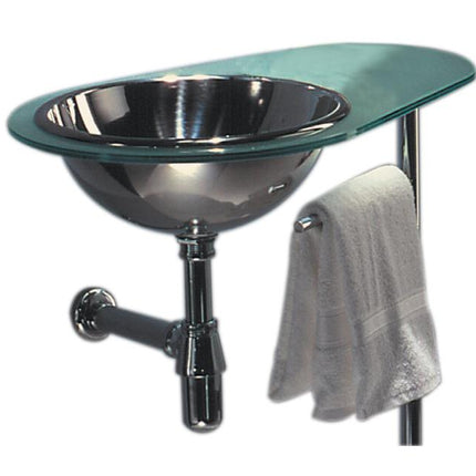 Whitehaus New Generation Aqua Laminated Matte Glass Counter Top With Polished Stainless Steel Drop-In Basin On Left Side - WHAQUA-L Whitehaus