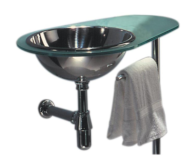 Whitehaus New Generation Aqua Laminated Matte Glass Counter Top With Polished Stainless Steel Drop-In Basin On Left Side - WHAQUA-L Whitehaus