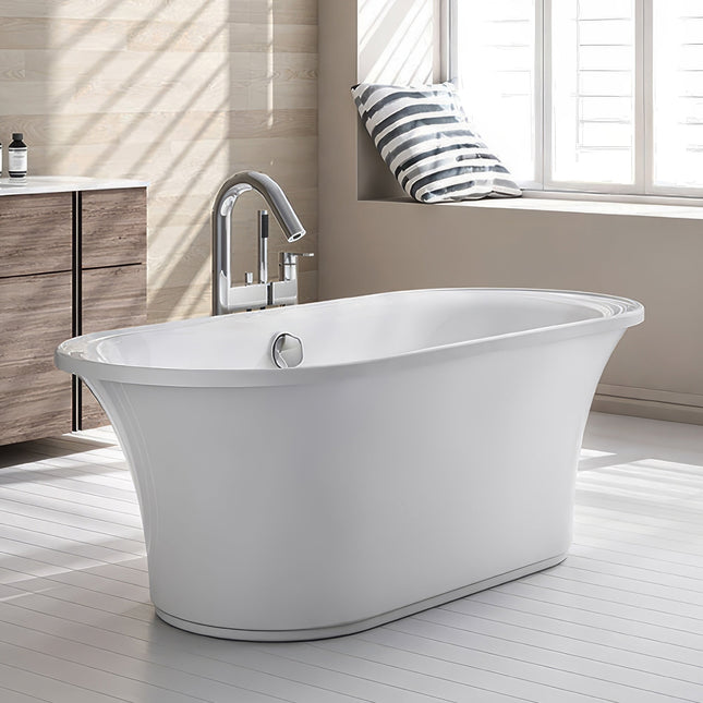 Whitehaus Bathhaus Oval Double Ended Freestanding Lucite Acrylic Bathtub With A Chrome Mechanical Pop-Up Waste - WHBL175BATH Whitehaus