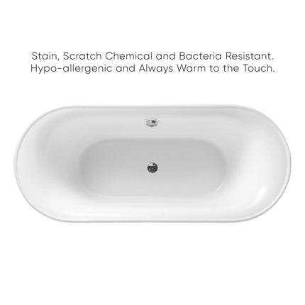 Whitehaus Bathhaus Oval Double Ended Freestanding Lucite Acrylic Bathtub With A Chrome Mechanical Pop-Up Waste - WHBL175BATH Whitehaus