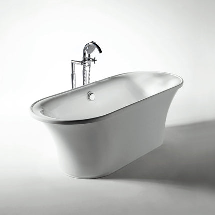 Whitehaus Bathhaus Oval Double Ended Freestanding Lucite Acrylic Bathtub With A Chrome Mechanical Pop-Up Waste - WHBL175BATH Whitehaus