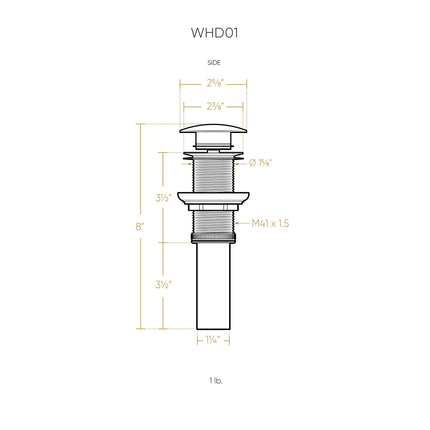 Whitehaus Decorative Pop-Up Mushroom Drain With No Overflow - WHD01-AB Whitehaus