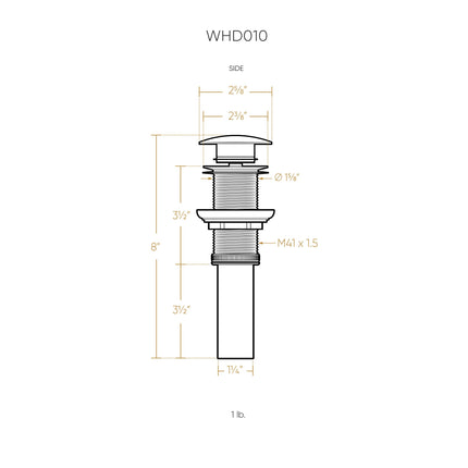 Whitehaus Decorative Pop-Up Mushroom Drain With Overflow - WHD010-AB Whitehaus