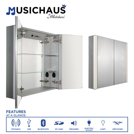 Whitehaus Musichaus Double Mirrored Door Medicine Cabinet - WHFEL8069-S Whitehaus