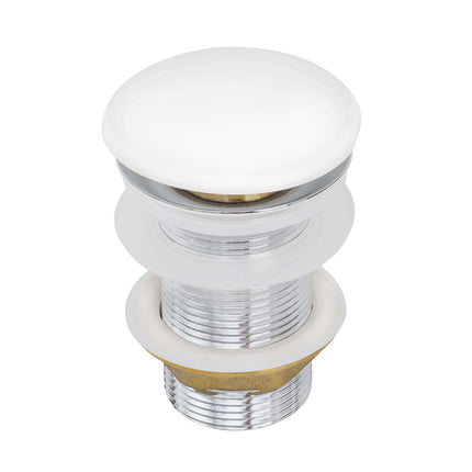 Ruvati White Ceramic Top Push Pop-up Drain for Bathroom Sinks without Overflow- RVA5102WH Ruvati