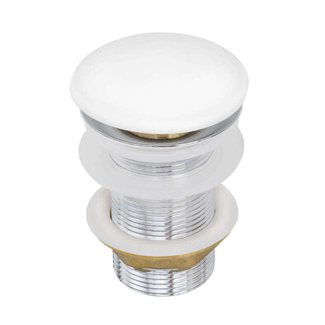 Ruvati White Ceramic Top Push Pop-up Drain for Bathroom Sinks without Overflow- RVA5102WH Ruvati