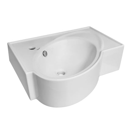 Whitehaus Isabella Collection Rectangular Wall Mount Bathroom Basin With An Integrated Oval Bowl - WHKN1129 Whitehaus