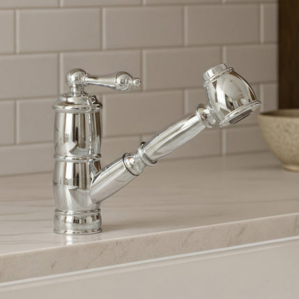 Whitehaus Vintage Iii Plus Single Hole, Single Lever Faucet With A Pull-Out Spray Head - WHKPSL3-2222-NT-C Whitehaus