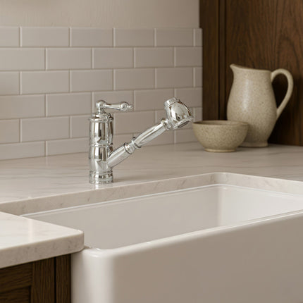 Whitehaus Vintage Iii Plus Single Hole, Single Lever Faucet With A Pull-Out Spray Head - WHKPSL3-2222-NT-C Whitehaus