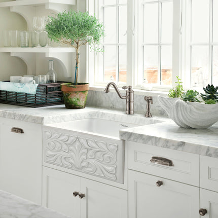 Whitehaus Vintage Iii Plus Single Lever Faucet With Traditional Swivel Spout - WHKTSL3-2200-NT-BN Whitehaus