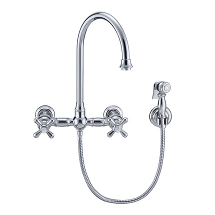Whitehaus Vintage Iii Plus Wall Mount Faucet With A Long Gooseneck Swivel Spout - WHKWCR3-9301-NT-C Whitehaus