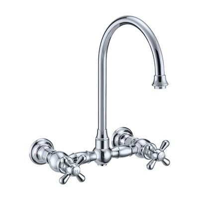Whitehaus Vintage Iii Plus Wall Mount Faucet With A Long Gooseneck Swivel Spout - WHKWCR3-9301-NT-C Whitehaus
