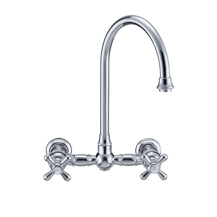 Whitehaus Vintage Iii Plus Wall Mount Faucet With A Long Gooseneck Swivel Spout - WHKWCR3-9301-NT-C Whitehaus