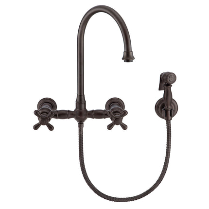 Whitehaus Vintage Iii Plus Wall Mount Faucet With A Long Gooseneck Swivel Spout - WHKWCR3-9301-NT-ORB Whitehaus
