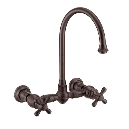 Whitehaus Vintage Iii Plus Wall Mount Faucet With A Long Gooseneck Swivel Spout - WHKWCR3-9301-NT-ORB Whitehaus