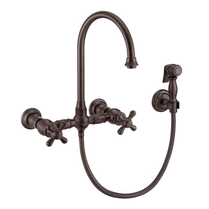 Whitehaus Vintage Iii Plus Wall Mount Faucet With A Long Gooseneck Swivel Spout - WHKWCR3-9301-NT-ORB Whitehaus