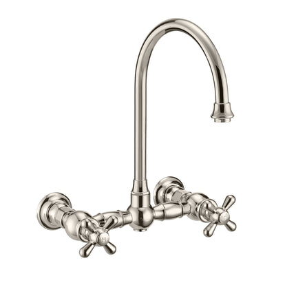 Whitehaus Vintage Iii Plus Wall Mount Faucet With A Long Gooseneck Swivel Spout - WHKWCR3-9301-NT-PN Whitehaus