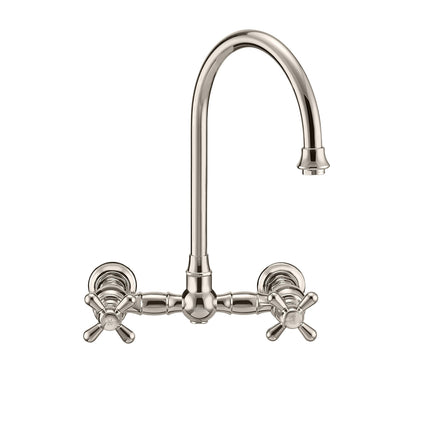 Whitehaus Vintage Iii Plus Wall Mount Faucet With A Long Gooseneck Swivel Spout - WHKWCR3-9301-NT-PN Whitehaus