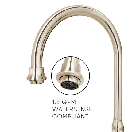 Whitehaus Vintage Iii Plus Wall Mount Faucet With A Long Gooseneck Swivel Spout - WHKWCR3-9301-NT-PN Whitehaus