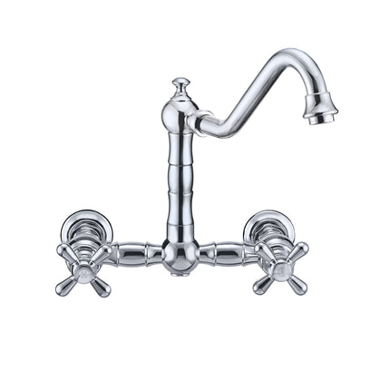 Whitehaus Vintage Iii Plus Wall Mount Faucet With A Long Gooseneck Swivel Spout - WHKWCR3-9402-NT-C Whitehaus