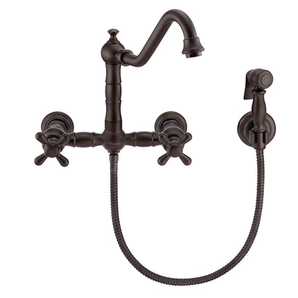 Whitehaus Vintage Iii Plus Wall Mount Faucet With A Long Gooseneck Swivel Spout - WHKWCR3-9402-NT-ORB Whitehaus