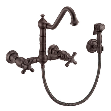 Whitehaus Vintage Iii Plus Wall Mount Faucet With A Long Gooseneck Swivel Spout - WHKWCR3-9402-NT-ORB Whitehaus