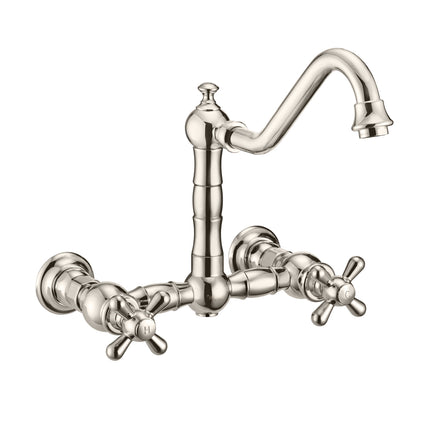 Whitehaus Vintage Iii Plus Wall Mount Faucet With A Long Gooseneck Swivel Spout - WHKWCR3-9402-NT-PN Whitehaus